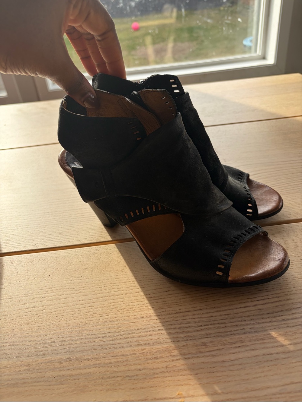 Miz Mooz Black Open-Toe Cutout Heeled Sandals